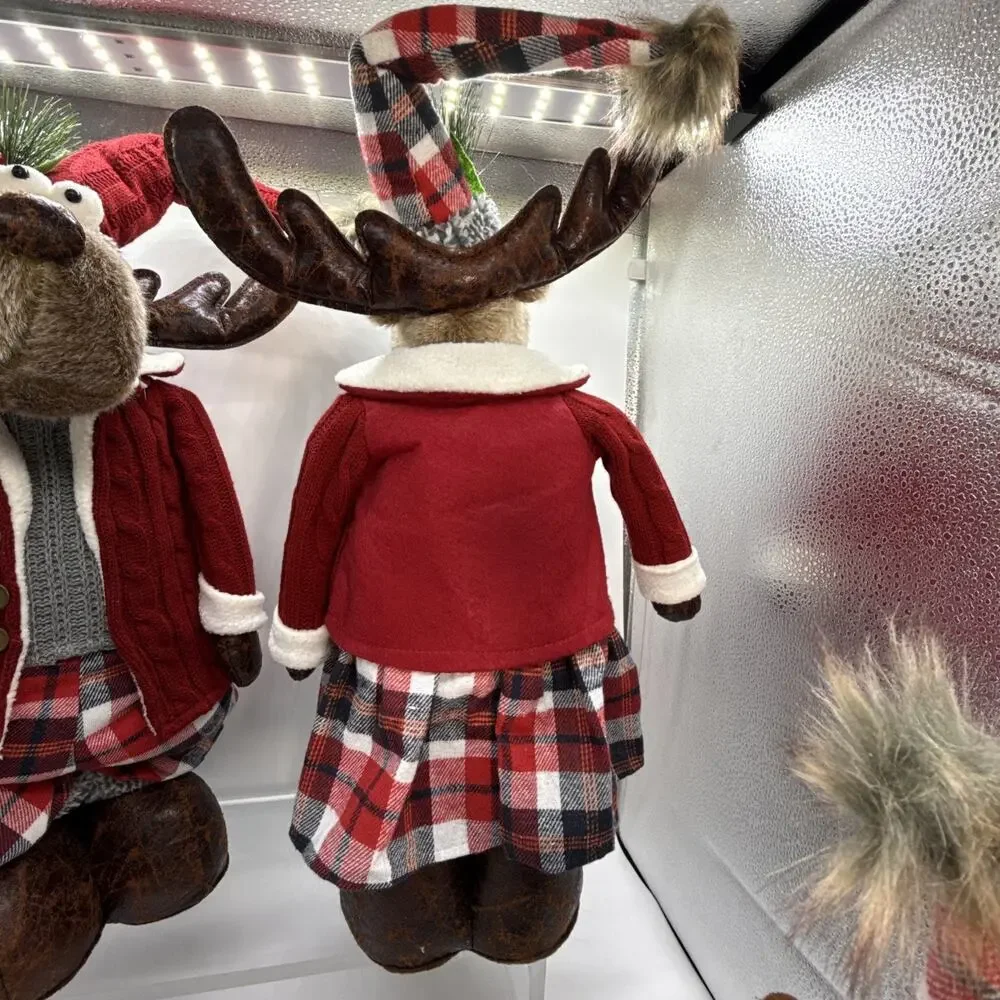 Member's Mark 4 Pc Plush Moose Set W/Adjustable Height On Legs Of Ma & Pa Xmas⬇️